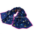 Lady 100% Pure Silk Butterfly Printed Long Scarf